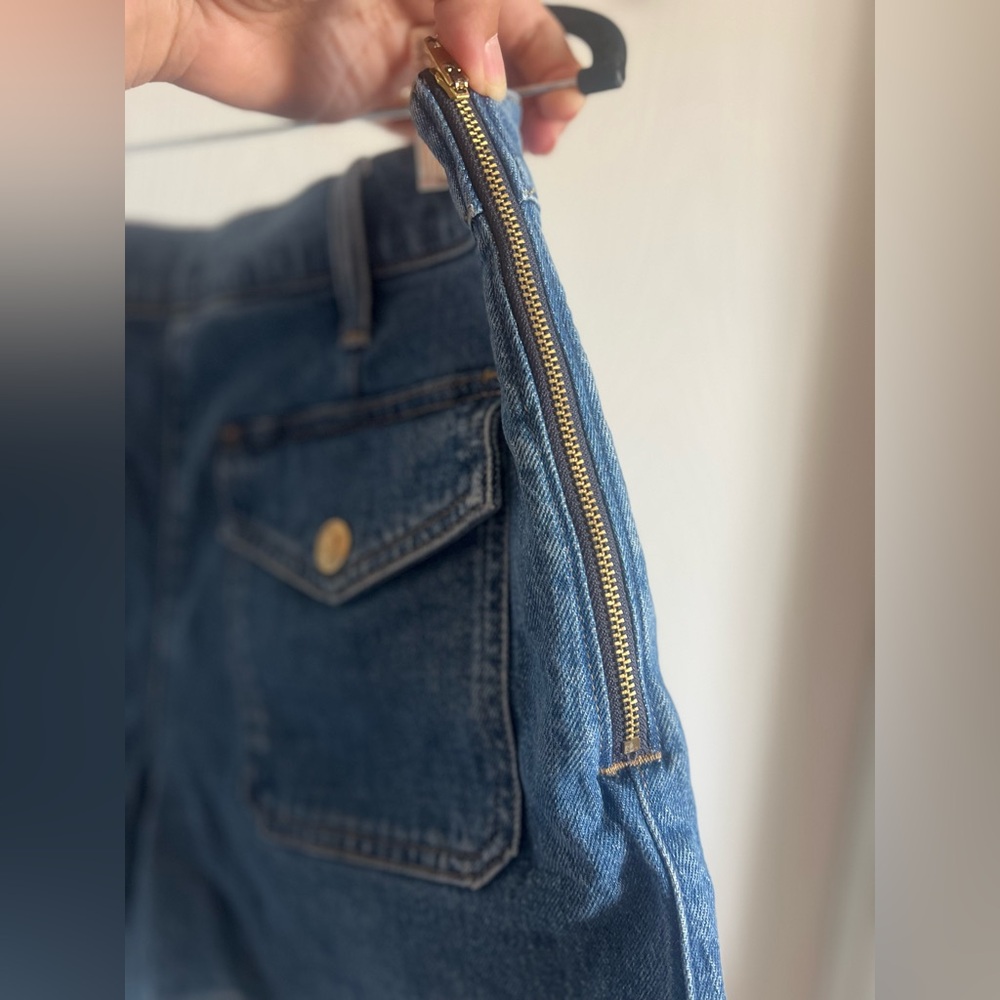 J.Crew Sailor Pockets Denim Shorts Womens Side Zip Stretch Blue Jean Size 28 EUC - Picture 7 of 10